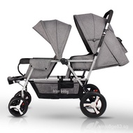 [In stock]Twin Baby Stroller Front and Rear Sitting Lightweight Folding Double Sitting Lying Stroller Two-Child Big Baby Trolley-Double Stroller / Twin Stroller