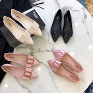 2024 new pointy bow women's shoes melissaˉ jelly shoes soft bottom Joker flat-bottomed pointy shoes one pedal lazy shoes women