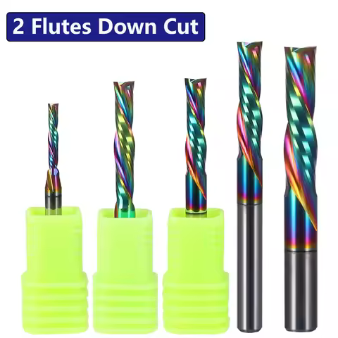 10Pcs 3.175/4/5/6/8mm DLC left handed two flute End Mill, CNC Down Cut Milling Cutter for Acrylic, p