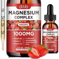 Triple Magnesium Complex Supplement, Magnesium Glycinate, Blend, Citrate Liquid Drops 1000mg with As