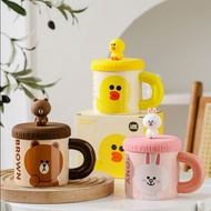 LINE FRIENDS MUG A / GELAS CANGKIR MUG KARAKTER LINE BROWN CONY SALLY KERAMIK HADIAH KADO ANAK LUCU 