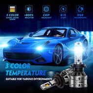 Novsight- N61T H4 H7 H11 9005 9006 Suhu tiga warnacar LED Chips 3000K 4300K 6000K 13000LM 6000K 60W