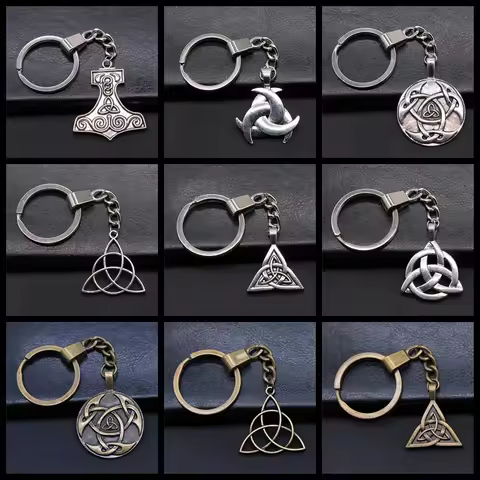 Triquetra Trinity Knot Symbol Lucky Amulet High Quality Triquetra Trinity Knot Charm Car Key Holder 