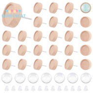 BENECREAT 1box Blank Dome Maple Wood Stud Earring Making Kit BurlyWood 15x5mm Pin: 0.8mm Tray: 12.5m