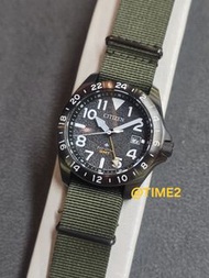 優惠價  歡迎查問  Citizen 星辰  Promaster  Land  GMT  兩地時間  BJ7155-05X  深綠色面  Eco Drive  光動能  防反射塗層 藍寶石玻璃錶面  