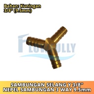 Y CONNECTION NEPEL 3/8 INCH BRASS HOSE CONNECTION 3 WAY Y CONNECTOR