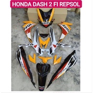 HONDA DASH 110 V2 FI REPSOL BODY COVER SET WITH SIAP STICKER TANAM 2K CLEAR 🔥READY STOCK🔥- ORANGE+WHITE+BLACK