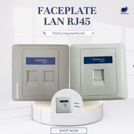 TENSINCOM Wall Face Plate Lan RJ45 2 Port Modular + Outbow Box - Faceplate RJ45 2Port