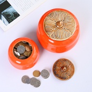 Ceramic Persimmon Piggy Bank Coin Bank Storage Bank Coin Box Piggy Bank Creative Coin Bank Ornaments