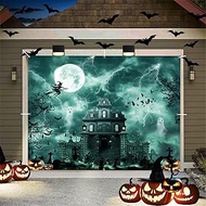 Halloween Garage Door Cover 7x8ft Large Halloween Garage Door Banner Decorations Haunted Cemetery Sc