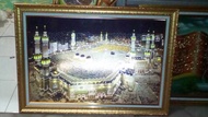 kaligrafi Mekkah nyala lampu uk 60 x 90