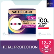 Kotex Total Protection Overnight Wing Pad (41cm x 12's)