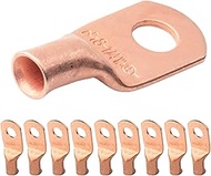 SELTERM 10pcs 8 AWG - 1/4" Stud (Wide Pad) - Battery Lugs, Heavy Duty Wire Lugs, Ring Terminals, Bat