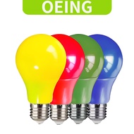 OEING LED Color Light Bulb, 9W, E27, Red Light Bulb, Festive Atmosphere Light Bulb, Red Yellow Green