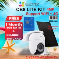 Ezviz CB8 Lite 4G Kit 4MP 2K Battery-Powered Pan & Tilt Wi-Fi Weatherproof WiFi Security CCTV Camera