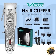 100%ORIGINAL VGR Hair Clipper Super Chrome Saloon Stylish Wireless Rechargeable Mesin Potong Gunting