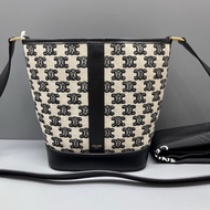 CELINE 塞琳 凱旋門老花刺繡水桶包