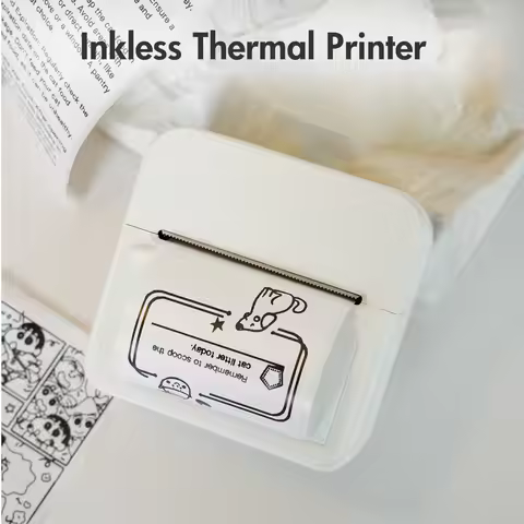 Inkless Thermal Label Printer Portable Bluetooth Pocket Label Maker Home Study with 1roll Stickable 