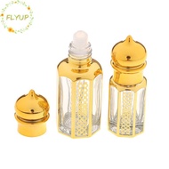 FLYUP 3/6/15ml Roll On Bottle Glass Container Portable Perfume Bottle Gold Empty Roll-On Bottle VN