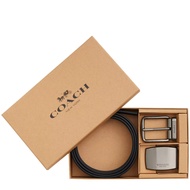 Coach Boxed Plaque And Harness Buckle Cut To Size Reversible Belt, 38 Mm in Charcoal/ Black CW362