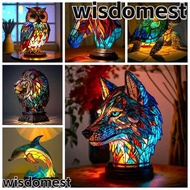 WISDOMEST Animal Series Table Lamp, Stained Vintage Night Light, Fashion Decorative Lighting Lion Owl Horse Sea Turtle Desk Lamps