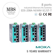 MOXA Original Brand New EDS-208A-M/MM-SC/ST/-T – 8-Port Industrial Switch, SC/ST MM(FX), (~5km), ATE