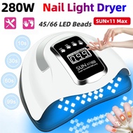 280W Nail Lamp UV LED Nail Light Dryer Pengering Lampu Kuku 美甲灯SUN×11 Auto Senser Manicure Lamp Fast
