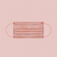 平面醫療口罩 滿版&配色寬耳帶(成人50片/盒) 滿版新蜜桃 台灣製