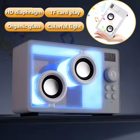 Mini Transparent Bluetooth Speaker Wireless Powerful Bass Music Box Soundbar with Colorful Atmospher