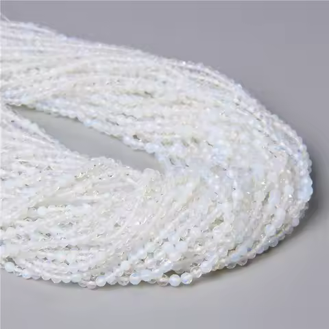 2/3/4MM Faceted Natural White Stone Opal Opalite Quartz Beads Beading For Bracelet Necklace Jewelry 