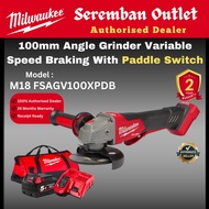 Milwaukee M18 100mm Angle Grinder Variable Speed and Paddle Switch / FSAG100XPDB / Grinder / Milwaukee