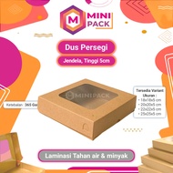 Square Window Box 5 cm High Waterproof Oil Lamination 5cm 18x18 20x20 22x22 25x25 Brown Kraft Window