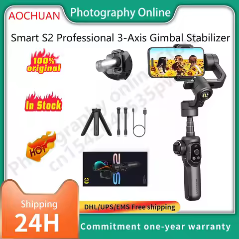 AOCHUAN Smart S2 Professional 3-Axis Gimbal Stabilizer for Smartphones Built-in 18cm Extension Rod a