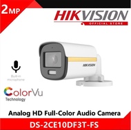 HIKVISION Brand 4in1 (2) MP Outdoor with Built in Audio CCTV Camera Color All Day ColorVu CCTV Camera  Bullet Type Camera  (Model: DS-2CE10DF3T-PFS )