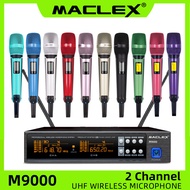 M aclex M9000 UHF  Stage Performance Home Karaoke KTV Professional Wireless Metal Dual Microphone System 2 Channel Dynamic Mic