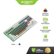 [SPECIAL LAUNCH] ROBOT Wired Keyboard Kabel Rainbow Backlight Type-C 89 Tombol Kompak Lembut Senyap 