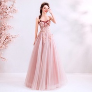 Formal Event Long Pink Evening Dress For Women Elegant Noble Temperament 2025 Banquet Dinner Annual 