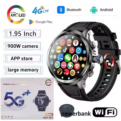 H19 5G Smartwatch with 256GB Storage，1.95" Screen, Rotating Camera, Heart Rate & GPS, 100+ Sports Mo