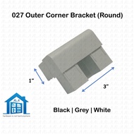 ⟬aga.alumglass⟭ 027 @ 1" x 3" PVC Outer Corner Round Bracket for Aluminium