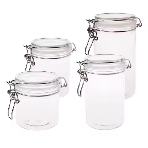N80B PETP Food Storage Milk Powder Box Clamp Lid Air Tight Sealed Locking Jar Kitchen