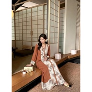 Daily Enchanted Garden 2026 Elegant Floral Print Loose V-Neck Bell Sleeve Maxi Dress Very Light Comf