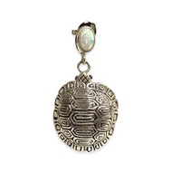 維多利亞風格龜龜丸鼻煙盒吊墜蛋白石 925 純銀