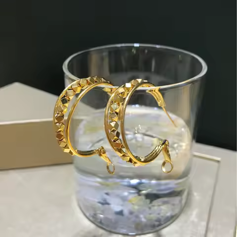 Shining Real 18k Gold Jumping Di Bead Earringsfor Woman High-quality Luxury AU750 Earring Party Banq