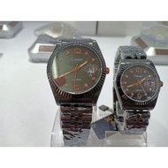 ORIGINAL CAESAR COUPLE SET SAPPHIRE GLASSES STAINLESS STEEL CHAIN ANALOGUE WATCH CA-1031BR
