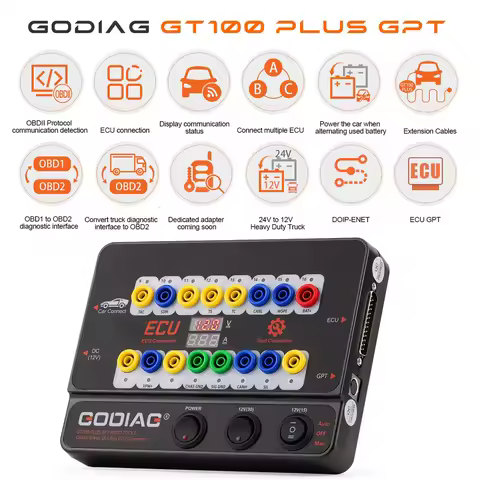 GODIAG GT100 PLUS GPT ENET DOIP 24V-12V AUTO TOOLS OBD II Break Out Box ECU Connector