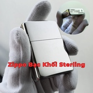 Bật Lửa Zippo Bạc Khối Sterling Armor 2022 ( Tặng Phụ Kiện) Hột Quẹt Xăng Đá Zippo