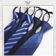 8CM Zip Tie Gentlemen Neck Tie Smart Business Easy No Knot Rubber Zip Tie Dark Blue Neck Tie