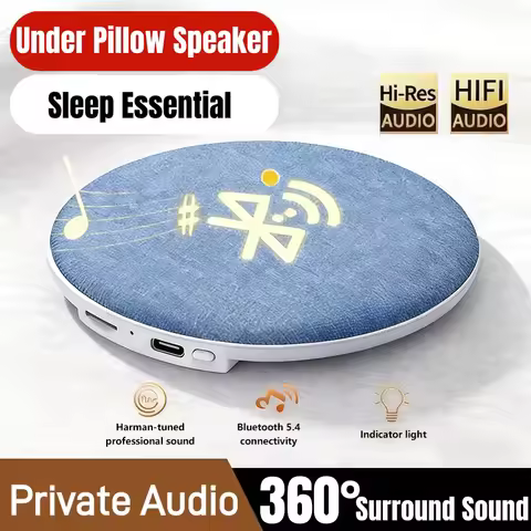 Wireless Pillow Speaker Sleep Aid 360° Surround Sound Bluetooth 5.4 HiFi Stereo Sound Private Audio 