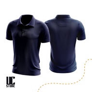 Navy Blue Polo Microfiber Plain Jersey Collar Tshirt | Jersi Tshirt Microfiber Kolar Kosong Biru Gelap (UNISEX)