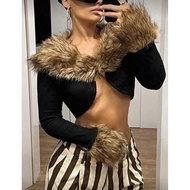 Crop top fur coat